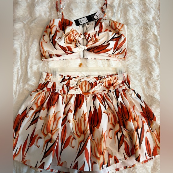 Fashion Nova Floral Mini Dress - Orange and White - Picture 1 of 3